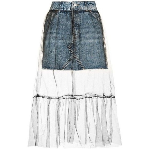 💕💕 topshop denim tulle mini skirt - Picture 2 of 4